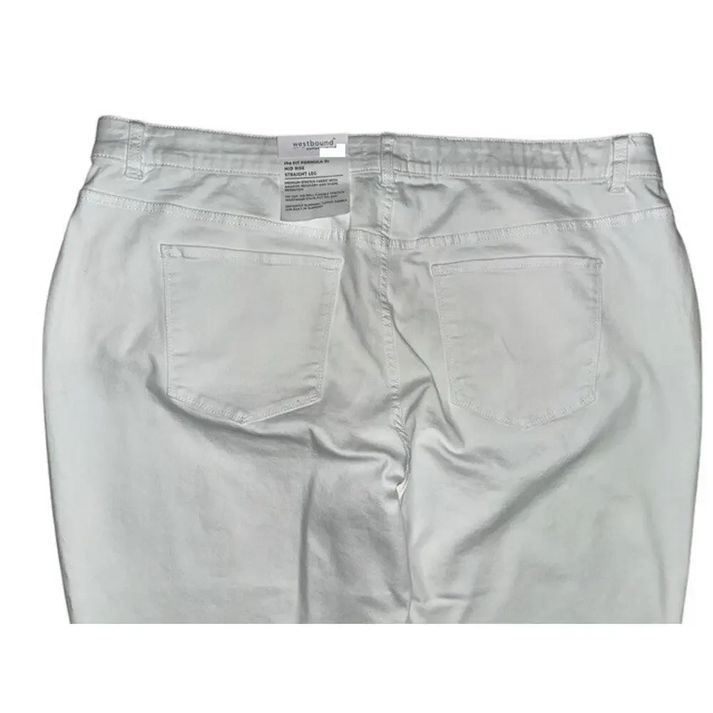 Westbound Woman 24W S Pants White Formula Fit Mid Rise Straight Tummy Panel Jean - Picture 6 of 6